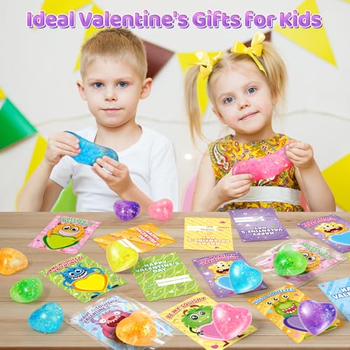 OCHIDO Kids Valentines Day Greeting Cards With Heart Shape Squeeze Toys24 Pack Kids Valentine Exchange Cards for Girls Boys School Class Exchange GiftsClassroom Prizes BulkValentine Party Favor - Image 5