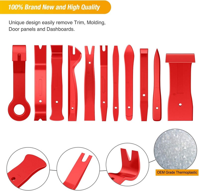 40Pcs Trim Removal Tool, Auto Terminal Removal Key Tool, Auto Clip Pliers Stereo Removal Tools, Car Upholstery Repair Removal Kit, Precision Hook and Pick Set,Wiring Threader, Car Film Scraper - Image 3