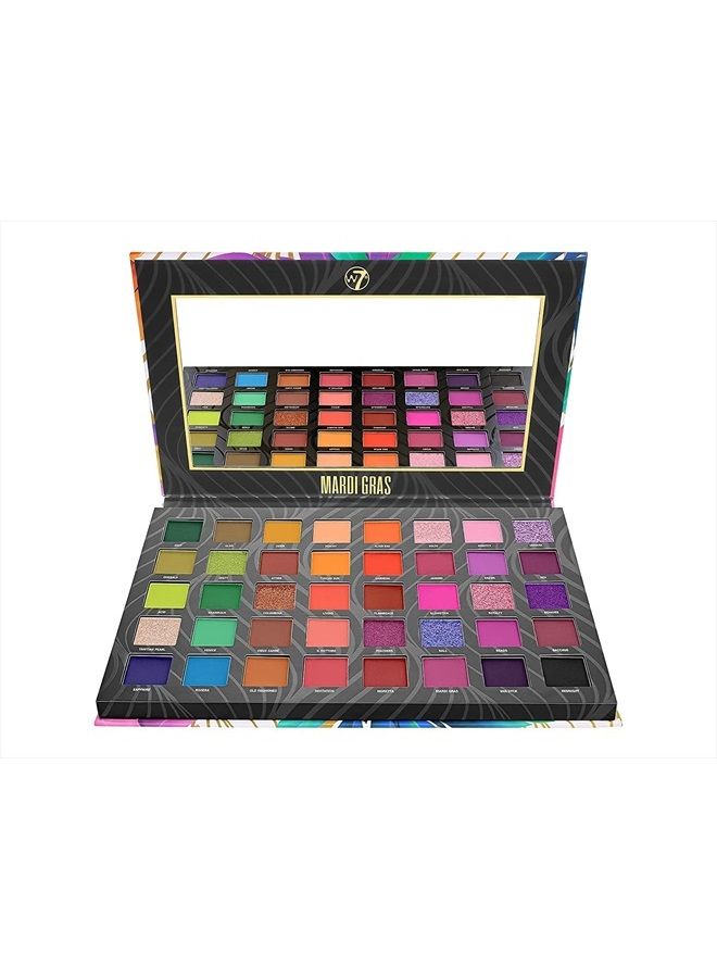 W7 Mardi Gras Pressed Pigment Palette - 40 High Impact Party Colors - Flawless Long-Lasting Bold Makeup - Image 1