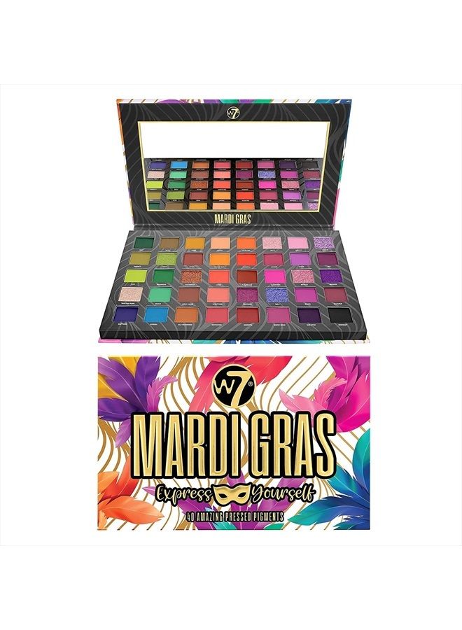 W7 Mardi Gras Pressed Pigment Palette - 40 High Impact Party Colors - Flawless Long-Lasting Bold Makeup - Image 5