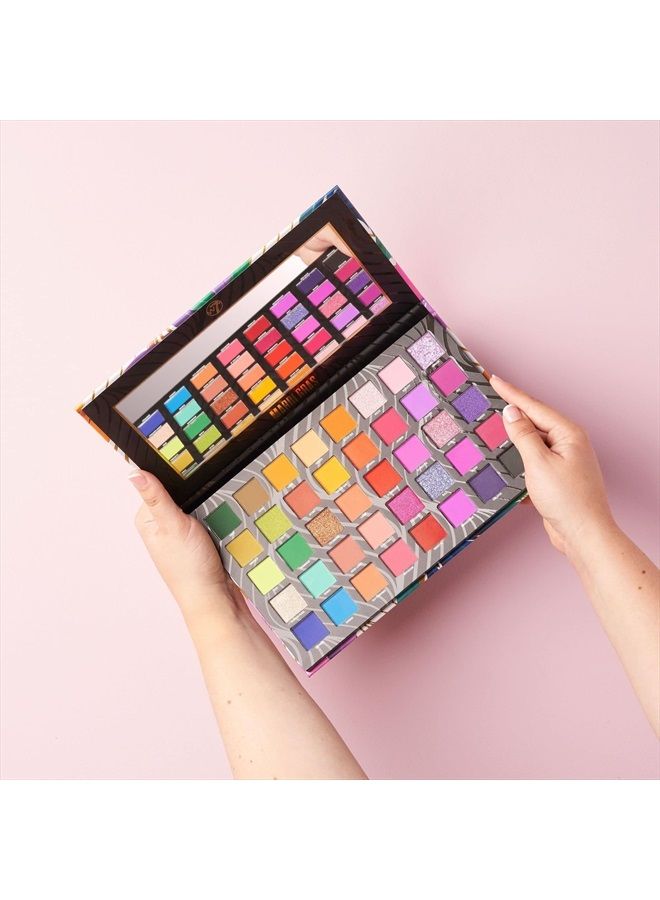 W7 Mardi Gras Pressed Pigment Palette - 40 High Impact Party Colors - Flawless Long-Lasting Bold Makeup - Image 3