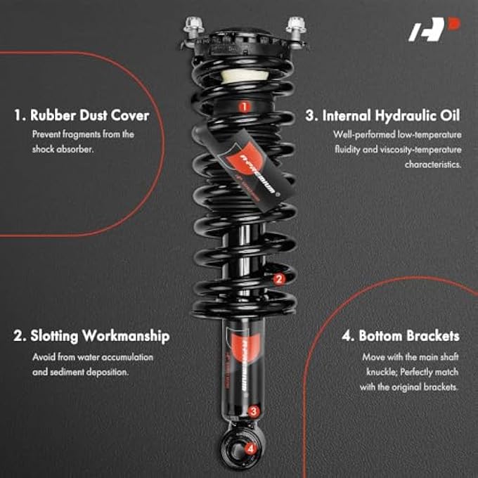 Premium Rear Pair 2 Complete Strut And Coil Spring Assembly Compatible With Subaru Legacy 2005 2006 2007 Driver And Passenger Side Replace 28711392 - Image 4