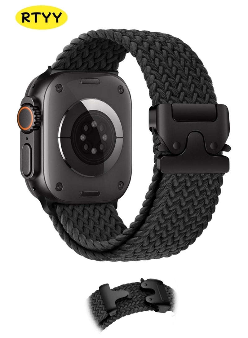 RTYY سوار رياضي من النايلون المرن بمشبك مظلة لساعة Apple Watch Ultra/2 مقاس 49 مم و46 مم و45 مم و44 مم و42 مم للرجال/النساء، سوار رياضي من النايلون المرن بمشبك مظلة لساعات iWatch Series 10 9 8 7 6 5 4 3 SE/2 - Image 1