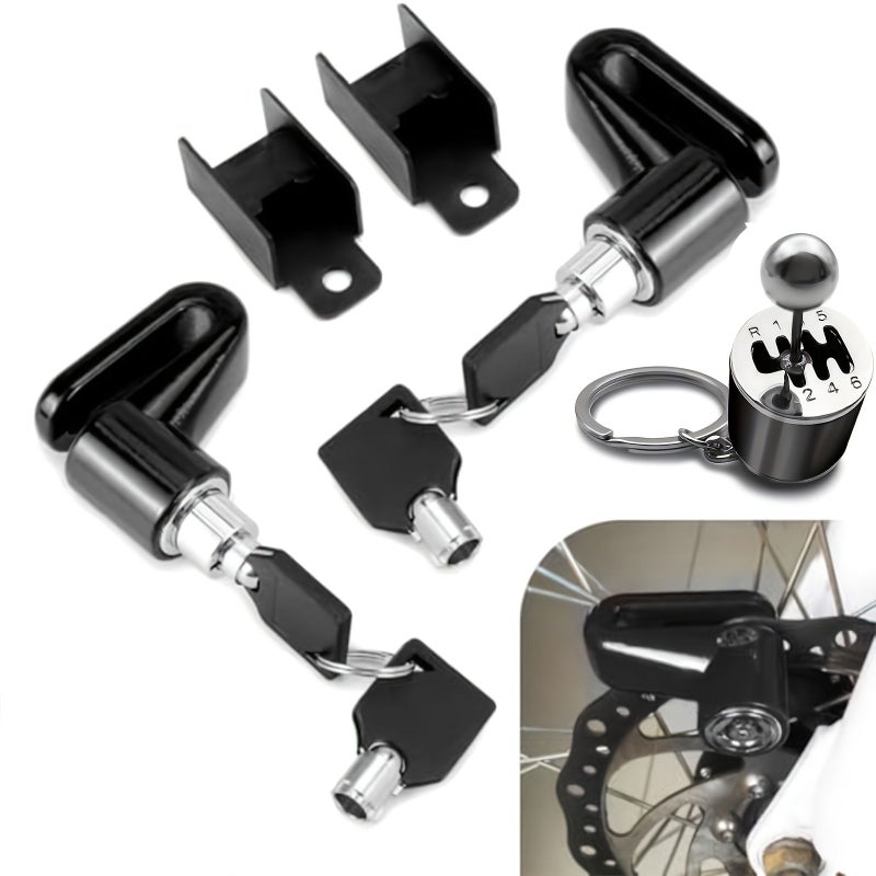 Motorcycle Anti Theft Disc Brake Lock with Keys and Gearbox Shift Knob Keychain Mountain Bike Padlock Auto Keychain Creative Keyring - Image 1