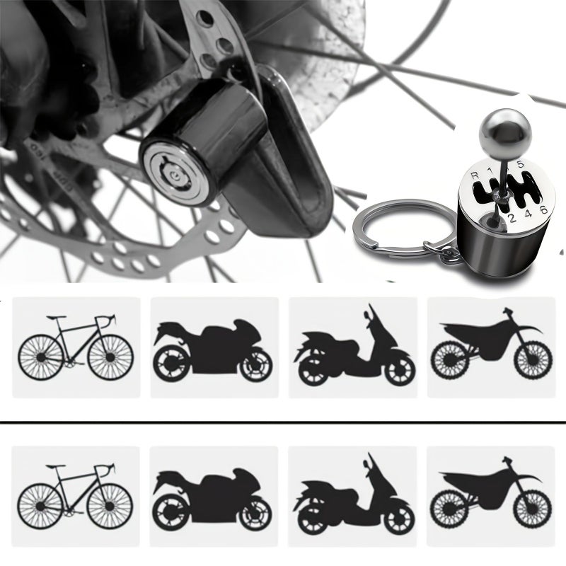 Motorcycle Anti Theft Disc Brake Lock with Keys and Gearbox Shift Knob Keychain Mountain Bike Padlock Auto Keychain Creative Keyring - Image 4
