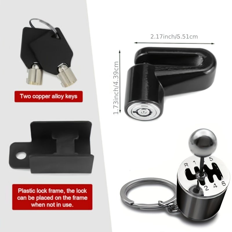 Motorcycle Anti Theft Disc Brake Lock with Keys and Gearbox Shift Knob Keychain Mountain Bike Padlock Auto Keychain Creative Keyring - Image 2