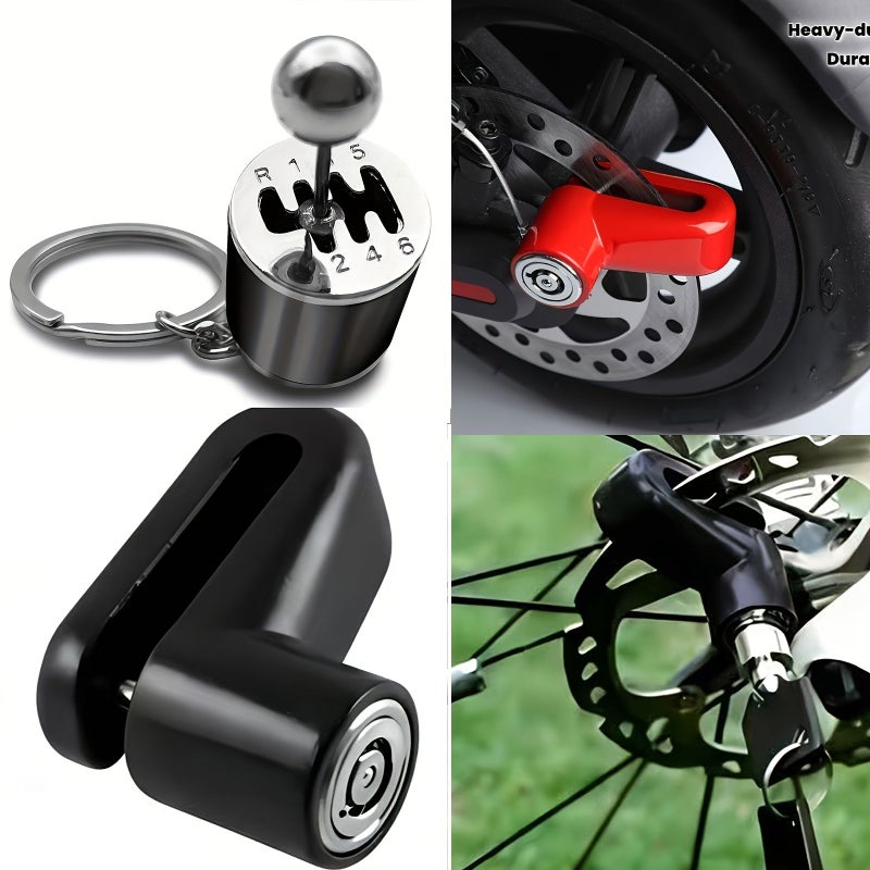 Motorcycle Anti Theft Disc Brake Lock with Keys and Gearbox Shift Knob Keychain Mountain Bike Padlock Auto Keychain Creative Keyring - Image 5