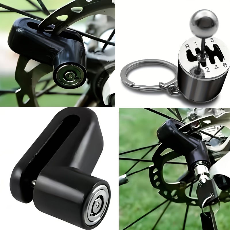 Motorcycle Anti Theft Disc Brake Lock with Keys and Gearbox Shift Knob Keychain Mountain Bike Padlock Auto Keychain Creative Keyring - Image 3
