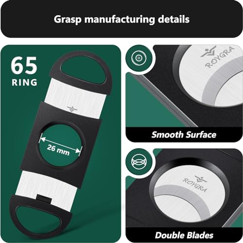 roygra Cigar Cutter Set (10 Pack), Enlarged 65 Ring Fit Almost Cigars, Guillotine Double Blade, Cigar Accessories for Men, Plastic Smoking Accessories Tool, Portable Sharp Clean Cut - Black - Image 3