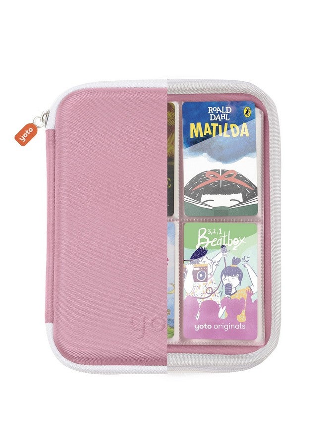 Yoto Card Case in Think Pink - Kids Accessory, Soft Portable Folder with Zipper & 64 Pockets for Player & Mini Audiobook Cards, Binder Sleeve Holder for Travel - Image 2