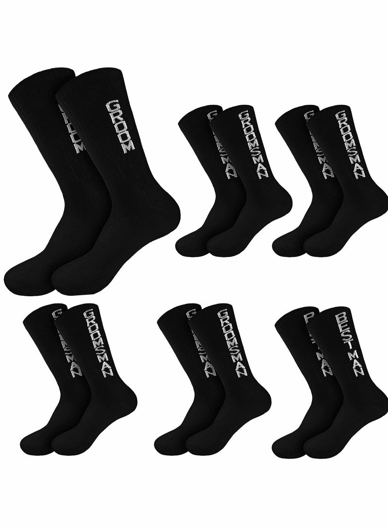 Men's Grooming Crew Socks for Groomsmen and Best Man, Novelty Dress Socks for Special Occasions - Image 1