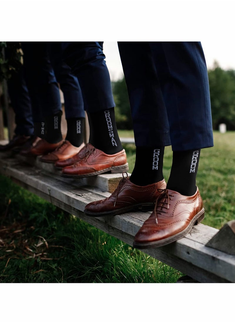 Generic - Men's Grooming Crew Socks for Groomsmen and Best Man, Novelty Dress Socks for Special Occasions - Image 1
