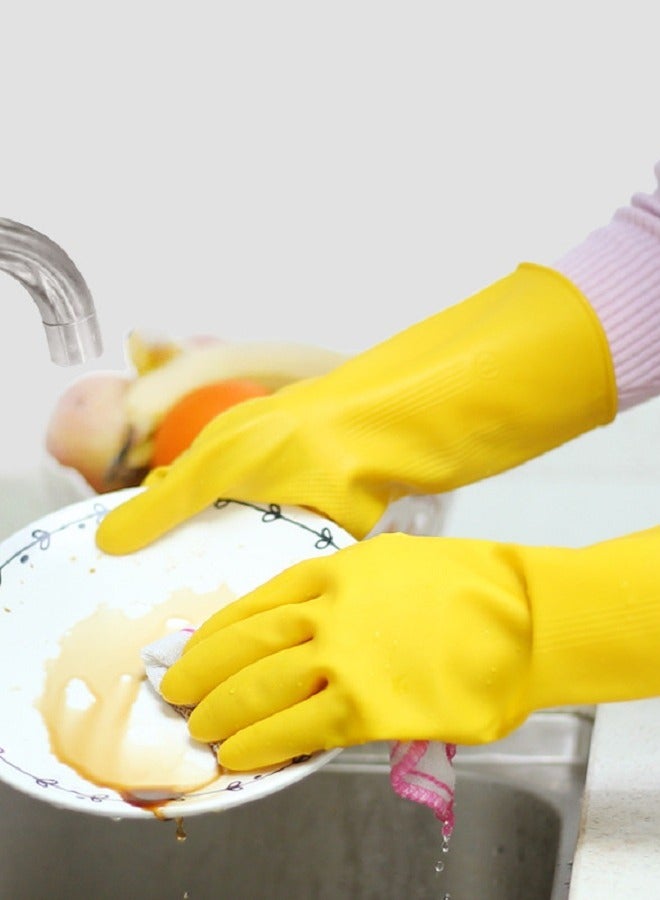 Super Grip Household Gloves Thickened Oxford Latex Gloves Rubber Waterproof Multifunctional Household Dishwashing Gloves Yellow M - Image 4