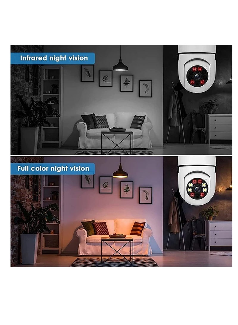 ELTRAZONE WiFi Wireless Security Camera Surveillance Camera HD Night Light Plug Night 1080P Outdoor 360° Panoramic Plug Smart Home Security Wireless Camera (White, One Size) - Image 2