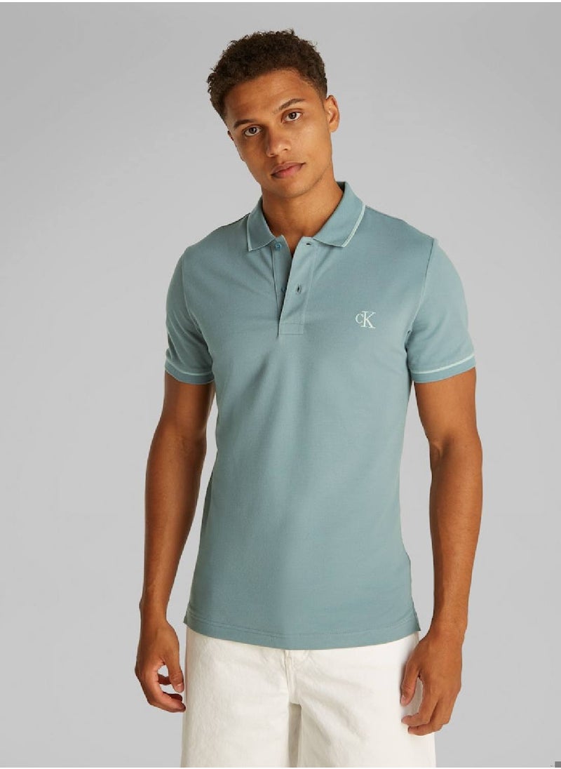 Calvin Klein Jeans Men's  Tipping Slim Polo Shirt - Cotton, Blue  - Image 1