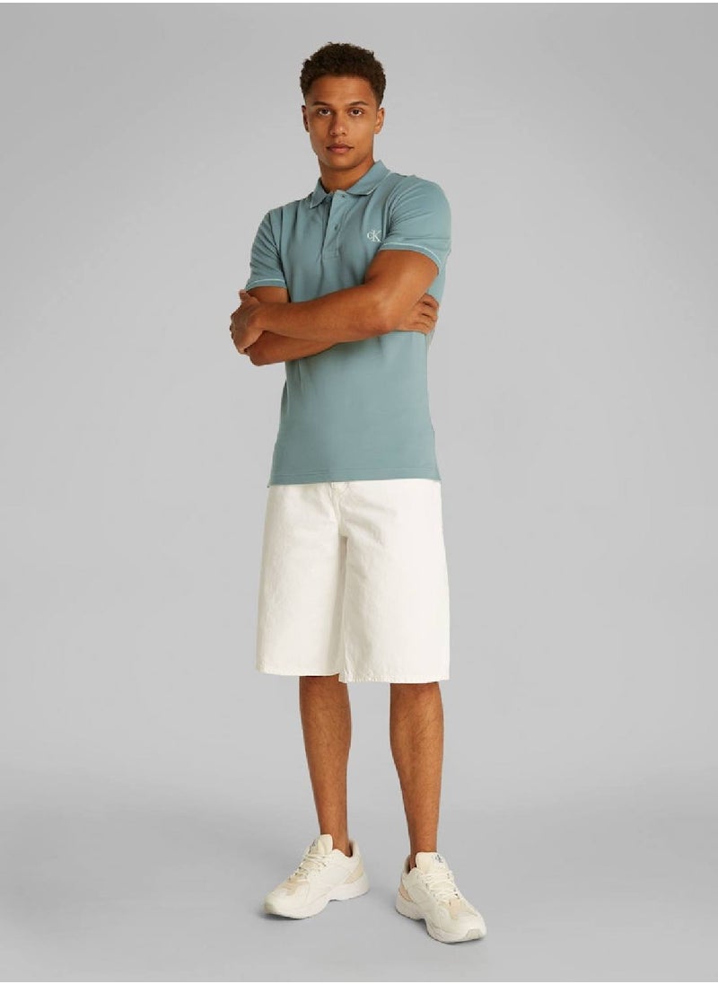 Calvin Klein Jeans Men's  Tipping Slim Polo Shirt - Cotton, Blue  - Image 4
