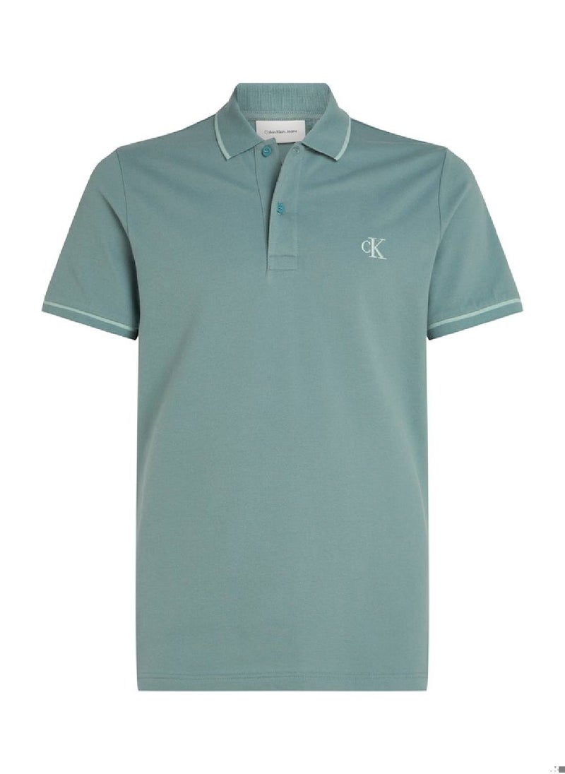 Calvin Klein Jeans Men's  Tipping Slim Polo Shirt - Cotton, Blue  - Image 3