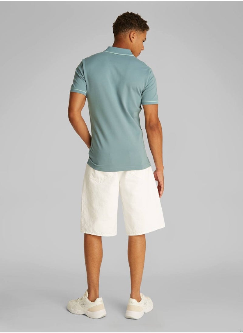 Calvin Klein Jeans Men's  Tipping Slim Polo Shirt - Cotton, Blue  - Image 5