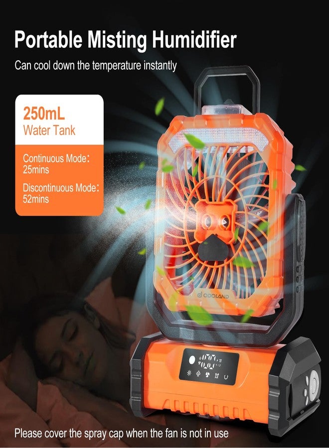 أودولاند مروحة تخييم مزدوجة من أودولاند مع فانوس، بطارية 30000 مللي أمبير، برتقالية، OD0731E - Image 4