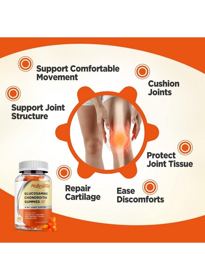 Hollegend HOLLEGEND Glucosamine Chondroitin Gummies Sugar Free, Joint Support Gummies Supplements for Adults Men & Women, 1500mg Glucosamine Chewables with MSM Turmeric, 60 Count - Image 3
