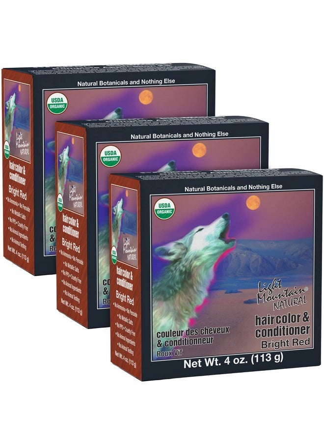 Light Mountain Henna Hair Color & Conditioner Bright Red Hair Dye For Men/Women Organic Henna Leaf Powder And Botanicals Chemicalfree Semipermanent Hair Color 4 Oz (Pack Of 3)  - Image 2