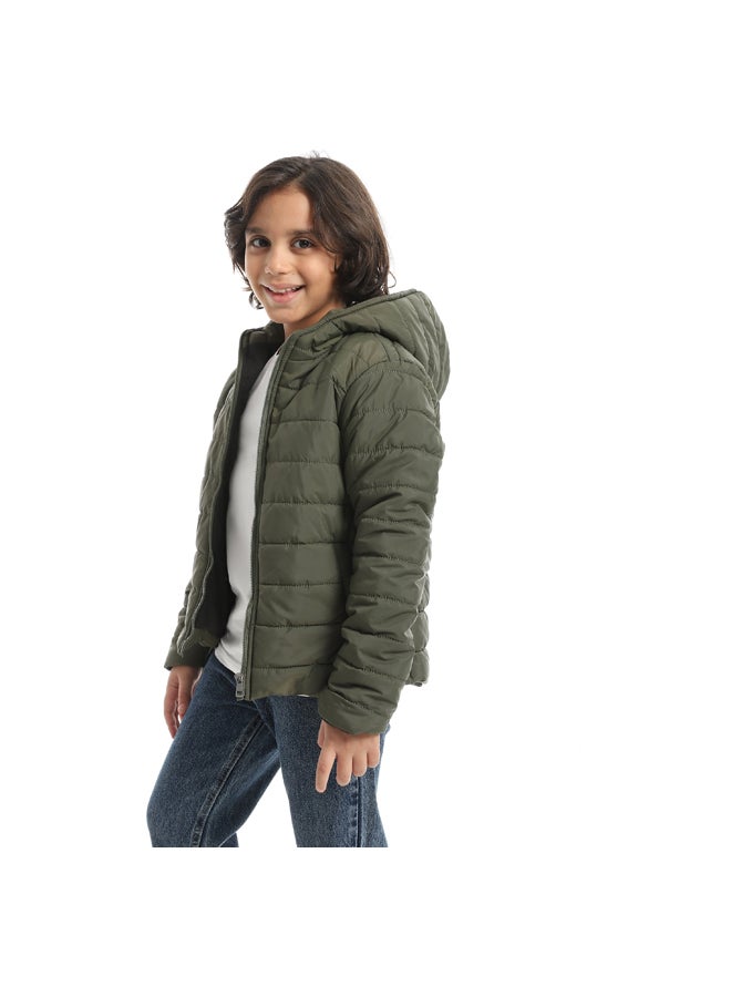 Andora A Casual Stylish For Everyday Use Hooded Collar Jacket _ Olive - Image 4