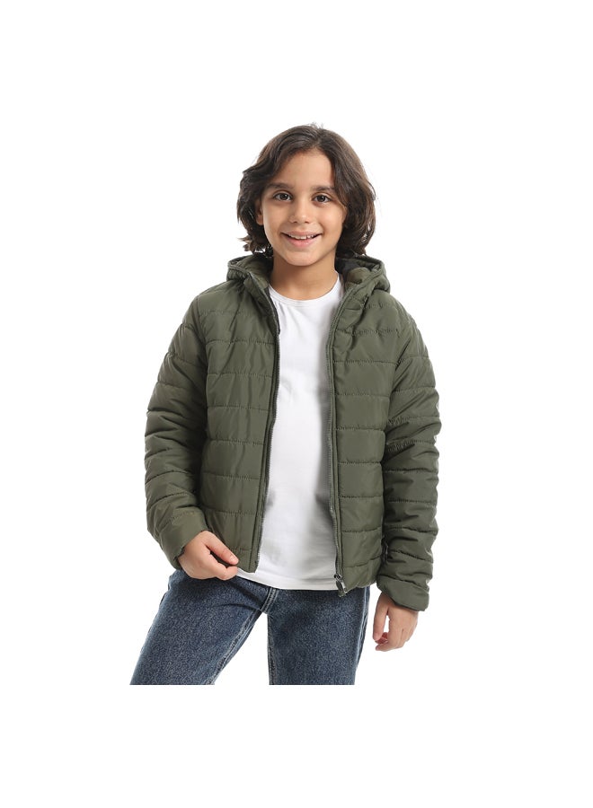 Andora A Casual Stylish For Everyday Use Hooded Collar Jacket _ Olive - Image 1