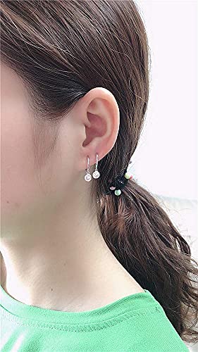 Dtja CZ Bezel Dangle Hoop Earrings for Women Girls 925 Sterling Silver Charms Minimalist Tiny Round Cubic Zirconia Drop Dangling Cartilage Helix Tragus Diamond Solicate Hypoallergenic Jewelry (Silver-Toned) - Image 4