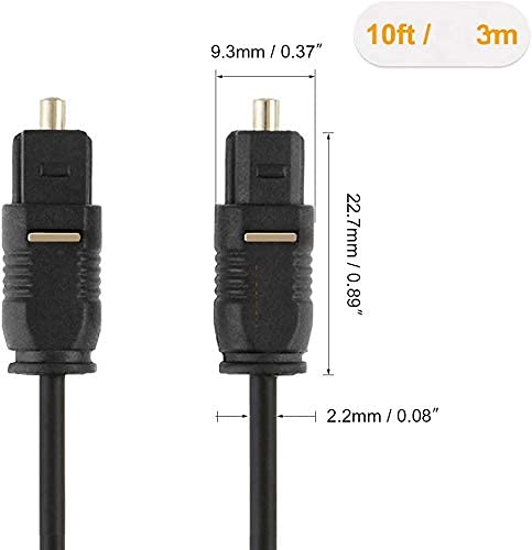 EMK Optical Digital Audio Cable 10FT, Thin Fiber Optic Toslink Gold Plated Optical S/PDIF Cord for Home Theater, Sound Bar, TV, PS4, Xbox, VD/CD Player, Game Console& More, Black/OD:2.2MM (3-Meter) - Image 4