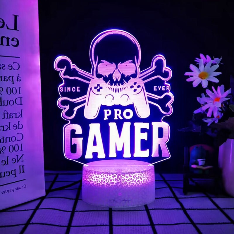 مصباح ليلي LED ثلاثي الأبعاد لغرفة الألعاب، RGB، تحكم باللمس