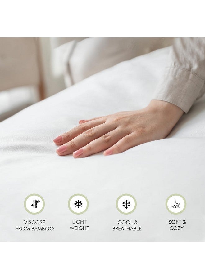 LINENWALAS LINENWALAS 100% Organic Vegan Bamboo Silk Bedsheet For Double Bed Size Bedding With Pillow Cover 300 TC For Bedroom, Soft Smooth Hotel Quality Premium Flat Sheets For Summer (100X90 Inch, White)  - Image 4
