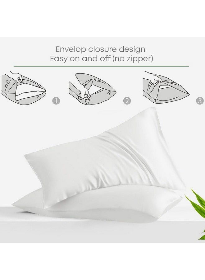 LINENWALAS LINENWALAS 100% Organic Vegan Bamboo Silk Bedsheet For Double Bed Size Bedding With Pillow Cover 300 TC For Bedroom, Soft Smooth Hotel Quality Premium Flat Sheets For Summer (100X90 Inch, White)  - Image 3