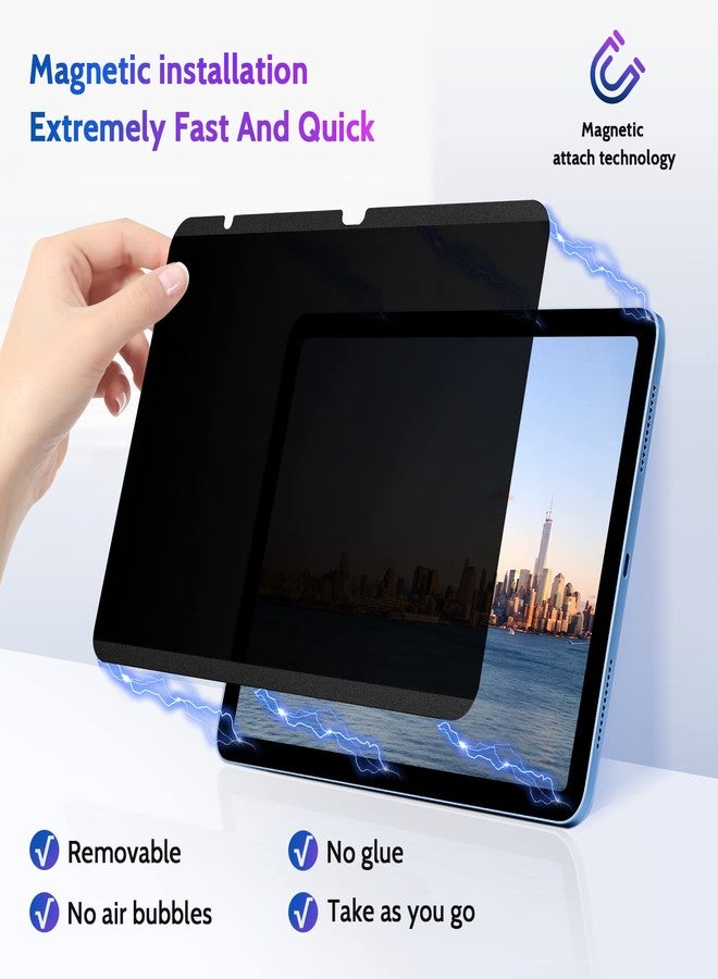 Peslv Magnetic Privacy Screen Protector for iPad 10th 2022 10.9" & iPad 11th A16 2025 11", Removable Anti Blue Light Glare Spy Private Filter, High Sensitive Bubble-Free Black Security Screen - Image 2