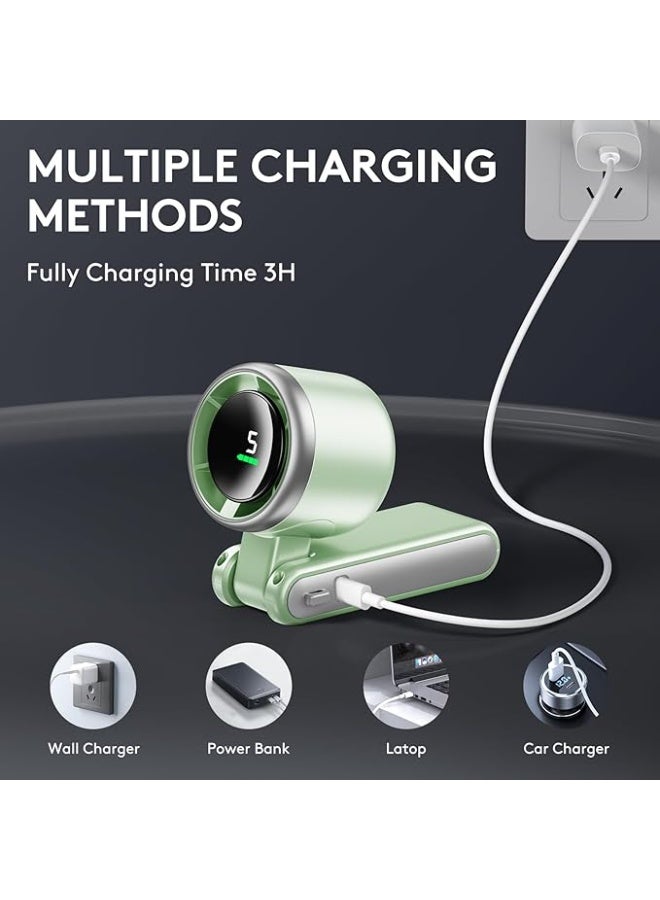 مروحة يدوية قابلة للطي من بايموجي - مروحة محمولة عالية السرعة قابلة لإعادة الشحن بقوة 10000 مللي أمبير/ساعة مع شاشة رقمية، وجيب شخصي صغير قابل للتعديل بخمس سرعات، هدايا للنساء والرجال والسفر والتخييم والمكتب في الهواء الطلق - Image 2