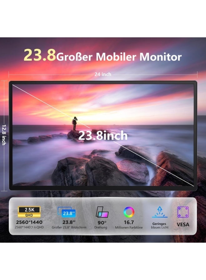 V2COM 2.5K QHD Portable Monitor D1 23.8 Inch for Professional and Entertainment Use - Image 2