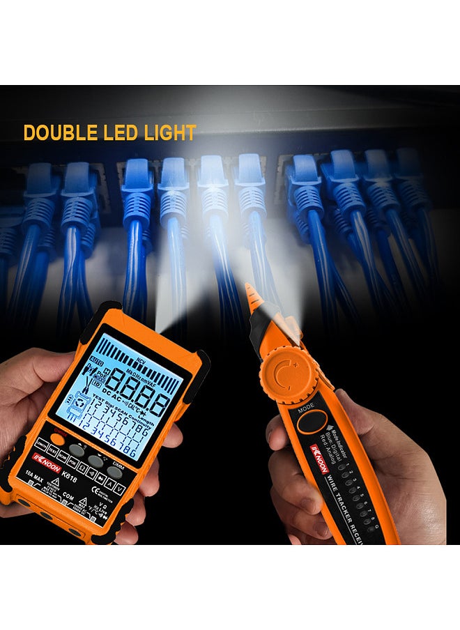 KKnoon - K618 500M Handheld Portable Cable Tester with LCD Display Analogs Digital Search POE Test Cable Pairing ID Pairing Sensitivity Adjustable Network Cable Length Short Open Circuit Measure Trackers - Image 1