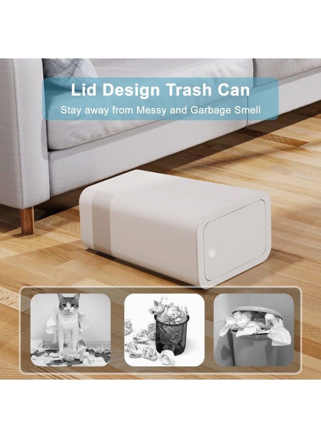 NetDot N. 3 Pack (2 of 4 Gal & 1 of 2.6 Gal) Small Trash Can with Lid,Bathroom Garbage Can with Pop-Up Lid,Waste Basket for Bathroom,Kitchen,Bedroom,Powder Room,Craft Room,Office,College (Off white) - Image 3