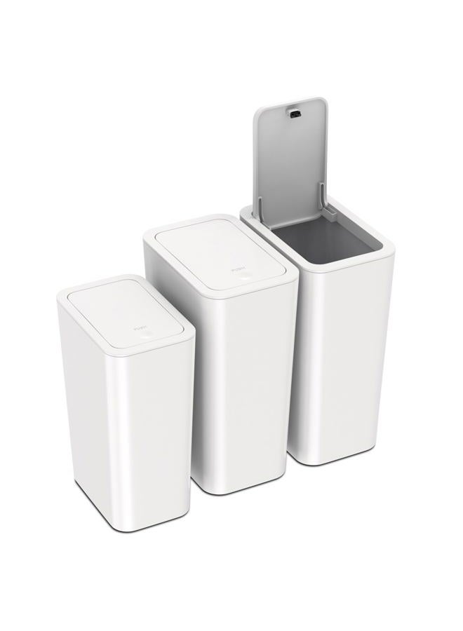 NetDot N. 3 Pack (2 of 4 Gal & 1 of 2.6 Gal) Small Trash Can with Lid,Bathroom Garbage Can with Pop-Up Lid,Waste Basket for Bathroom,Kitchen,Bedroom,Powder Room,Craft Room,Office,College (Off white) - Image 1