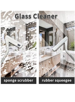 Excefore Shower Squeegee, Shower Squeegee for Glass Doors with Crevice Brush, 2 in 1 Window Squeegee Cleaner, Professional Window Scrubber for Bathroom Shower Car Mirror Glass  - Image 2