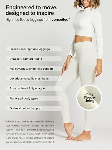 Conceited Fleece Lined Leggings Women - Warm - Winter - Women's Tights - Available in Plus Size - Diamond - Large - X-Large Off-White - Image 2