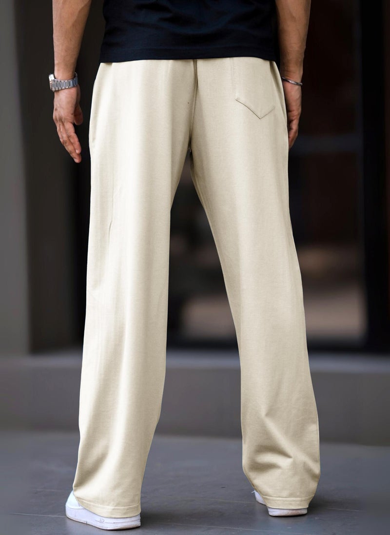 Maniac Mens Plain 3 line Pleate Biscuit Cotton Trackpant - Image 5