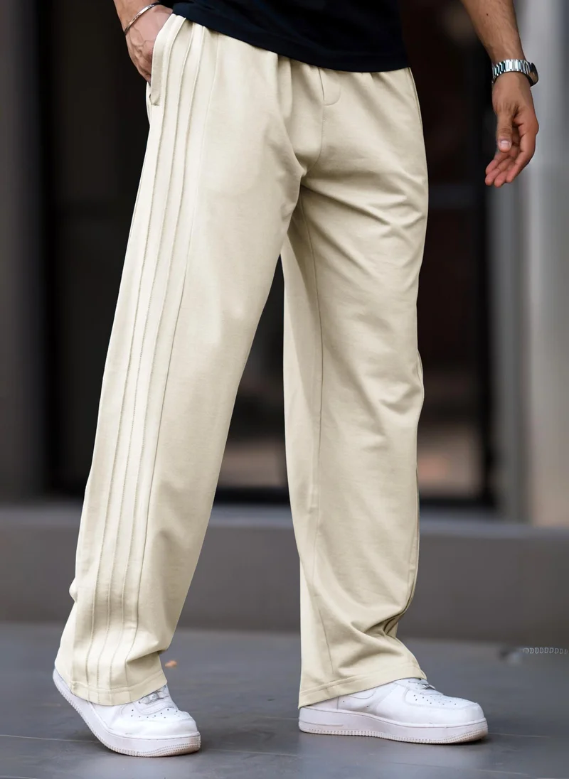 Maniac Mens Plain 3 line Pleate Biscuit Cotton Trackpant