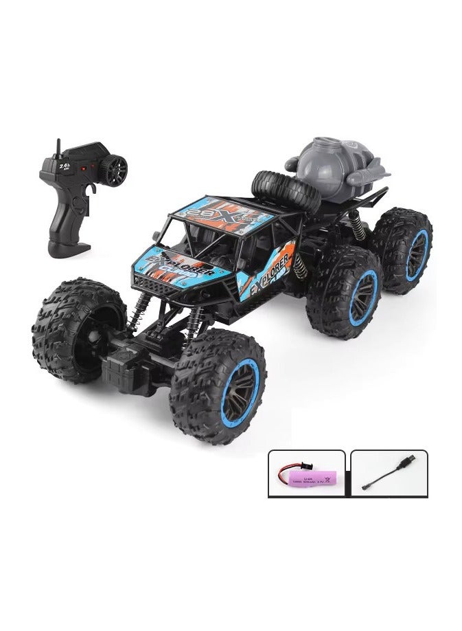2.4GHz 6WD Off-Road Remote Control Climbing Car – Spray RC Truck, Rechargeable High-Speed Toy for Kids - Blue/Black - Image 1