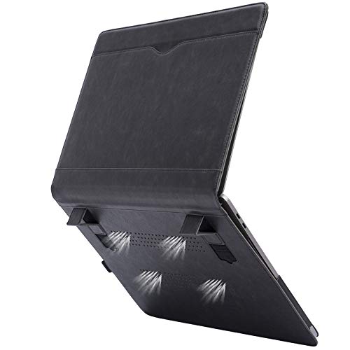 TT TYTX TYTX Laptop Case for MacBook Pro 16 Inch Leather Case 2024 2023 2022 2021 M4 A3403 A3186 M3 A2991 M2 A2780 M1 A2485 Protective Folio Book Cover with Vents and Stand Function, Black - Image 1