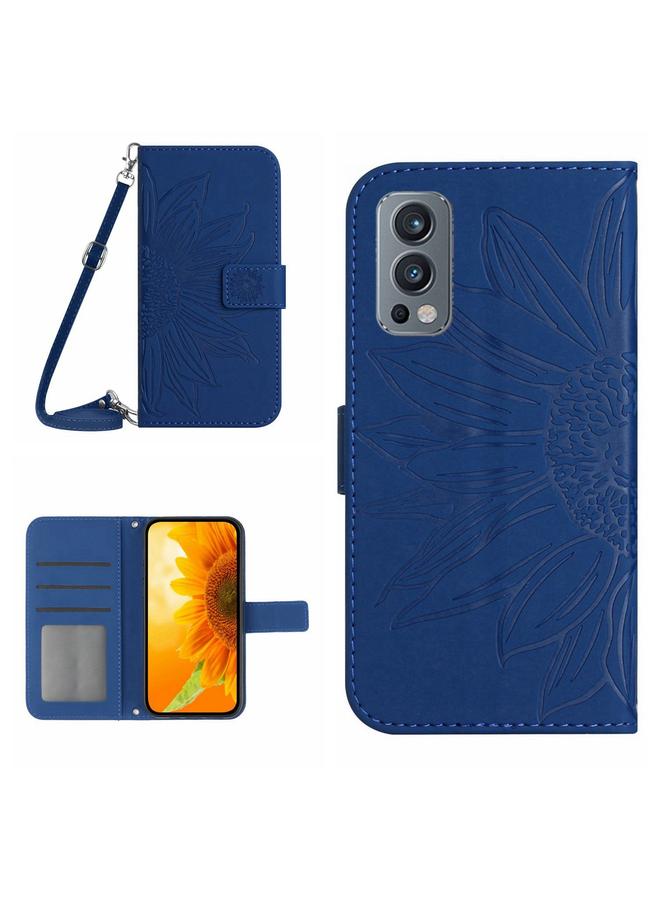 اس-توب جراب لهاتف OnePlus Nord 2T مصنوع من الجلد بتصميم زهرة الشمس مع حبل تعليق - Image 1