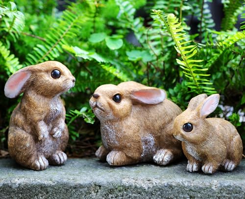 LEGIFO Bunny Decor Yard Decorations Outdoor Set of 3 Bunny Decorations for Home Garden Outdoor Statues Easter Rabbit Figurines mom Gifts