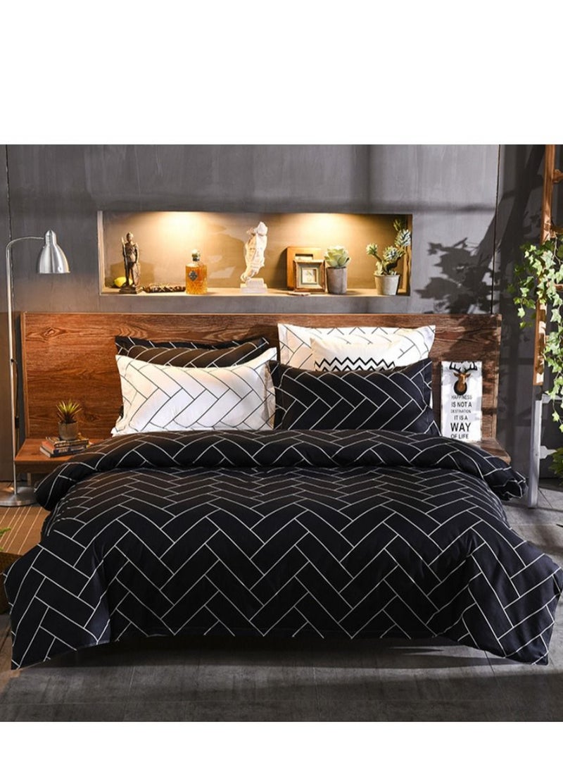 Arabest 4-Piece Geometric Design Duvet Cover Set Cotton Multicolour Queen  - Image 1