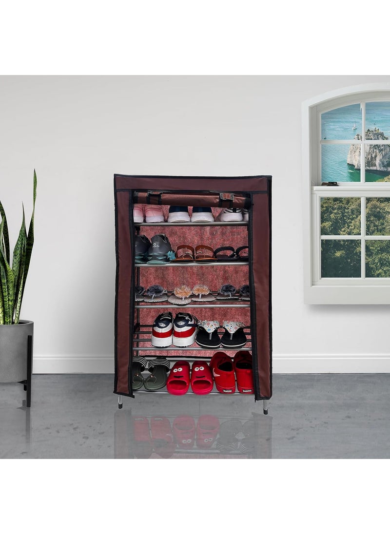 PHILOSHOP PHILOSHOP 5 Shelves Shoe Cabinet Brown  - Image 1