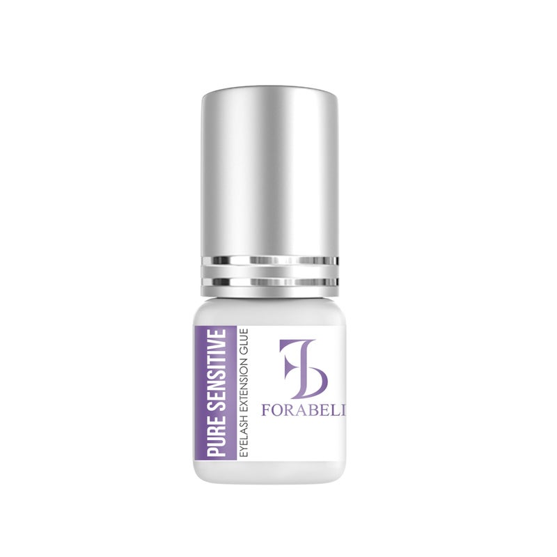 Forabeli Pure Sensitive Eyelash Extension Glue - Forabeli 5ml / 7-8 Sec Drying time/Retention 3-4 Weeks/Black Adhesive for Semi-Permanent Extensions/No Fume/No Irritation/Professional Lash Supplies - Image 1