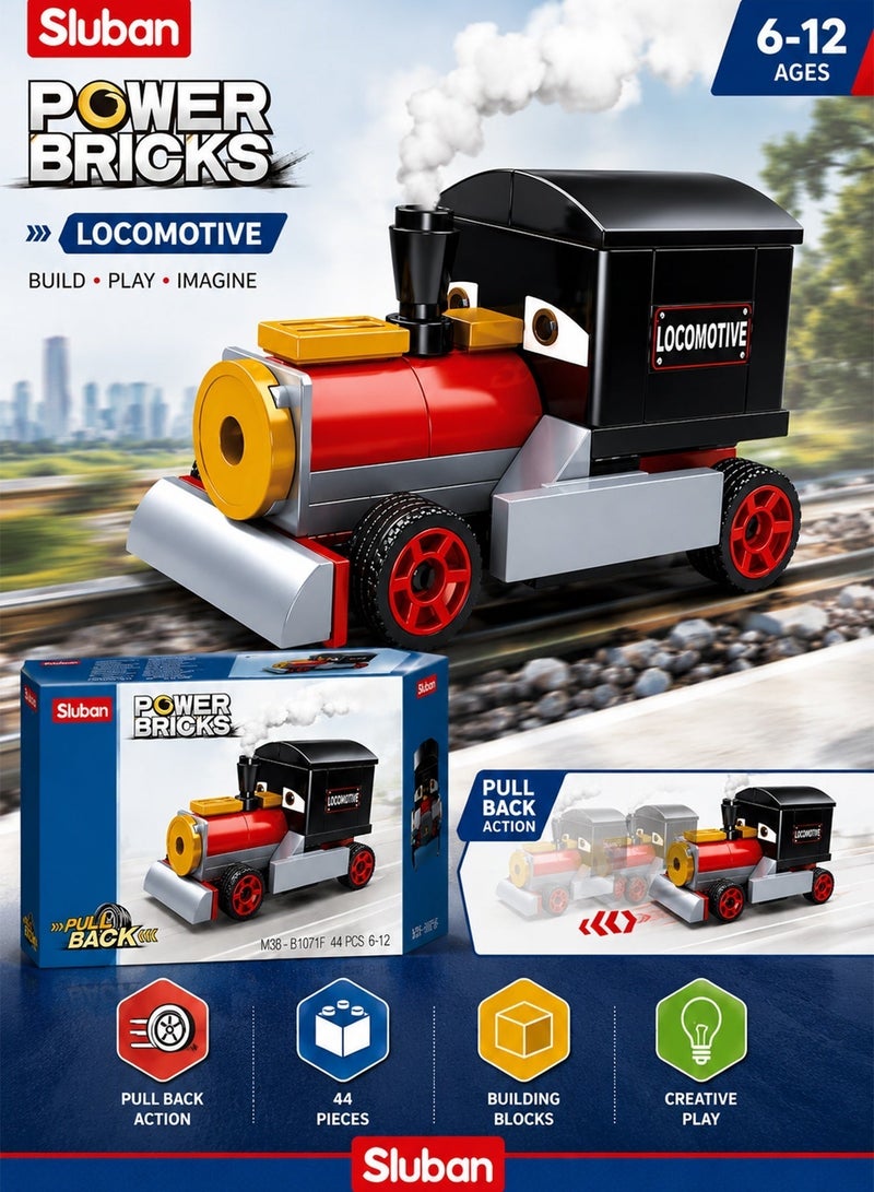 Sluban Power Bricks Steam Train Building Blocks Set for Kids 44 Pieces – Fun Educational Toy to Develop Children's Skills, Multicolor for Ages 6 Years and Up - Image 2